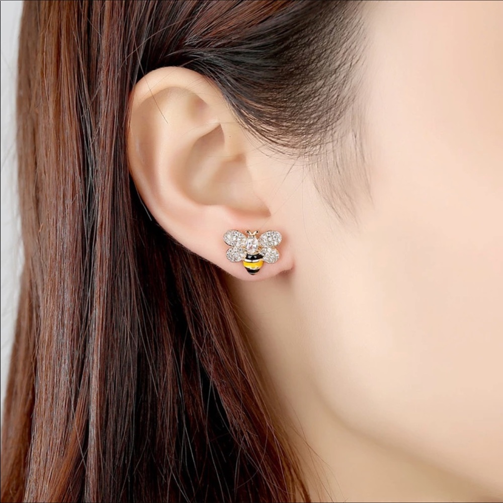 Swarovski Bee Earrings Gold Plated New With Tags - Picture 4 of 5